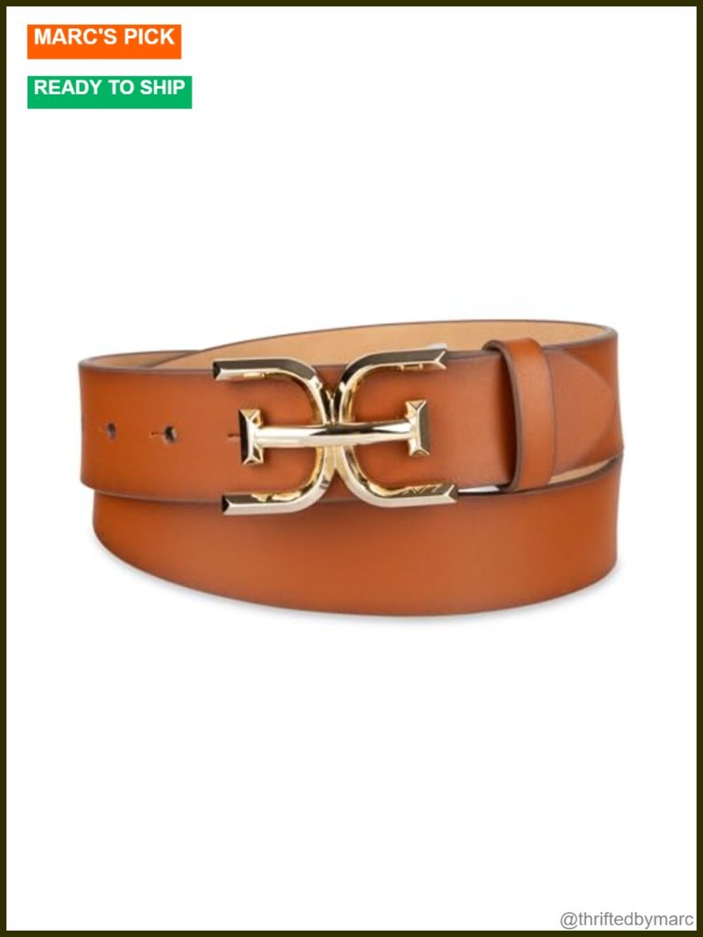 Sam Edelman Double-E Logo Plaque Buckle Leather Belt Adjustable Fit